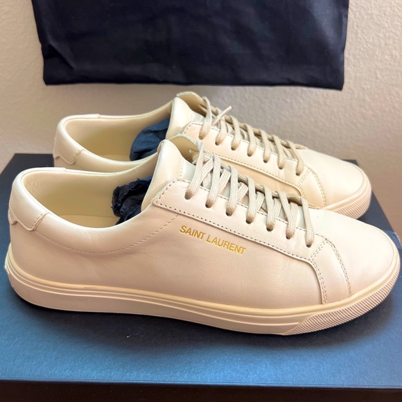 Saint Laurent Sneakers Andy Low Top Brooklyn Dark Coquille Woman’s Size US 6.5 - Picture 1 of 16